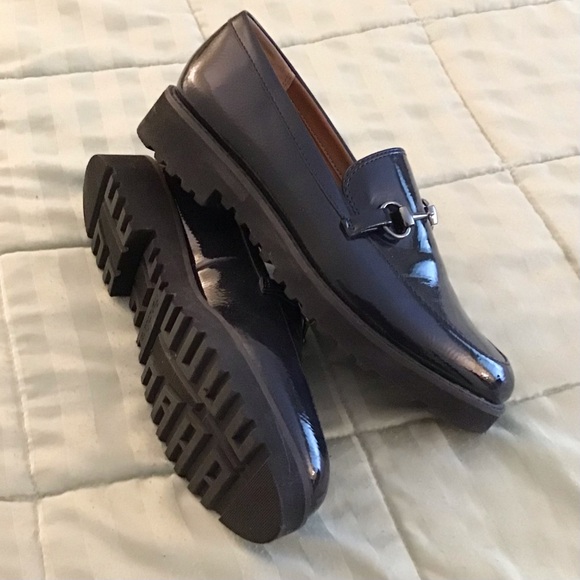 ✨ Franco Sarto Navy Patent Leather Loafers – Size 8.5 | Chunky Sole ✨ - Picture 3 of 4